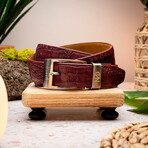 Crocodile Leather Belt // Wine (36)