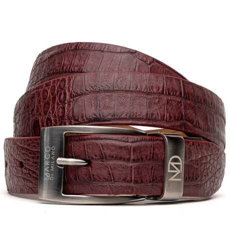 Crocodile Leather Belt // Wine (36)