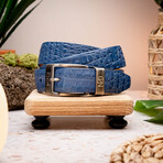 Crocodile Leather Belt // Blue (36)