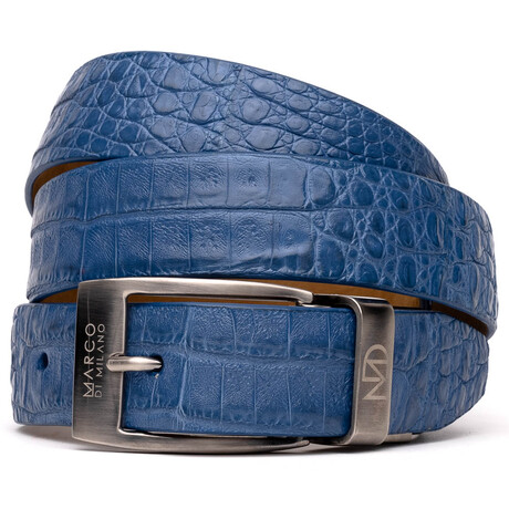 Crocodile Leather Belt // Blue (44)