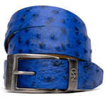 Ostrich Leather Belt // Electric Blue (40)