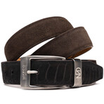 Ostrich Suede Leather Belt // Black Brown (36)