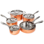 BergHOFF Vintage 10pc Tri-Ply Copper Cookware Set with Lids, Hammered