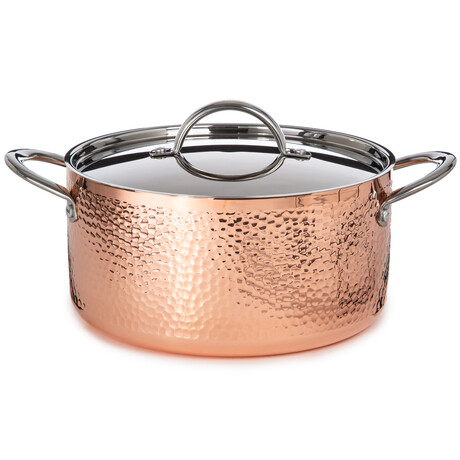 BergHOFF Vintage Tri-Ply Copper 9.5" Stockpot 5.75qt. with Lid // Hammered