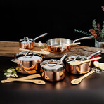 BergHOFF Vintage 15pc Tri-Ply Copper Cookware Set with Lids // Polished