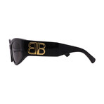 Balenciaga // Unisex // BB0324SK 002 Square Sunglasses // Black Gold + Gray