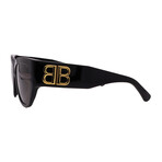 Balenciaga // Unisex // BB0323SK 002 Square Sunglasses // Black Gold + Gray