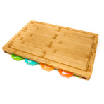 Bamboo 5pc Cutting Board // 4 Muti-colored inserts // 16.5"L x 11.8"W x 1.1"H