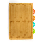 Bamboo 5pc Cutting Board // 4 Muti-colored inserts // 16.5"L x 11.8"W x 1.1"H