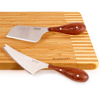 BergHOFF Aaron Probyn 3pc Cheese Knife and Round Bamboo Cutting Board Set