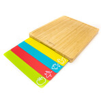 Bamboo 4pc Cutting Board Set // 4 Multi-colored inserts // 16.5"L x 13.4"W x 1.5"H