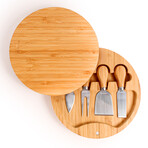 Bamboo 6pc Round Cov Cheese Board Set // with 4 Tools // 8.7"L x 1.5"W