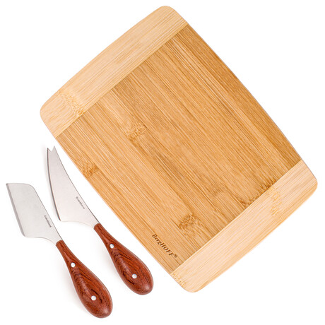 BergHOFF Aaron Probyn 3pc Cheese Knife and Bamboo Cutting Board Set // Two-toned