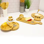 Bamboo 4pc Multi-level Cheese Board Set // with 3 Tools // 13"L x 1.5"W