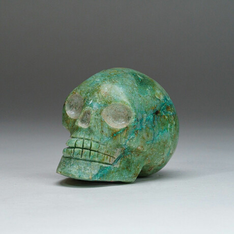 Genuine Polished Chrysocolla Skull Carving from Peru // 0.6 lbs