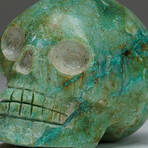 Genuine Polished Chrysocolla Skull Carving from Peru // 0.6 lbs