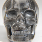 Genuine Polished Silver Sheen Obsidian Skull Carving