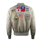 Top Gun® "Official Patches" MA-1 Nylon Bomber // Grey (M)