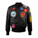 Top Gun® "Official Patches" MA-1 Nylon Bomber // Black (S)