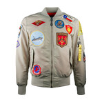 Top Gun® "Official Patches" MA-1 Nylon Bomber // Grey (L)