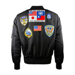 Top Gun® "Official Patches" MA-1 Nylon Bomber // Black (XL)