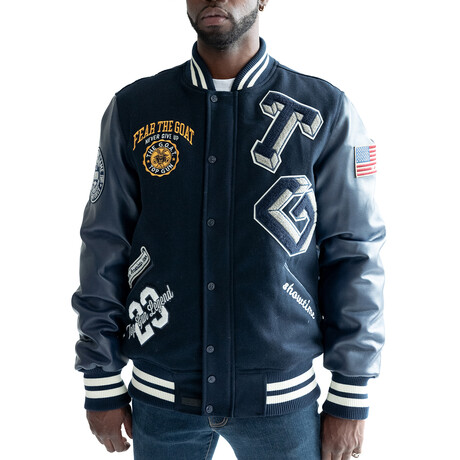 Top Gun® "Bear Goat" Varsity Jacket // Navy (XS)