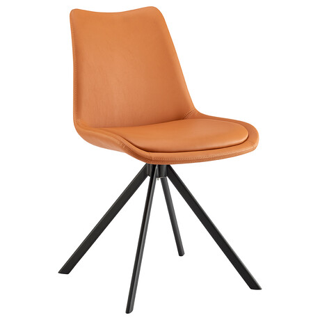 Vind Swivel Side Chair in Cognac with Black Legs 