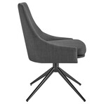 Signa Swivel Side Chair in Charcoal Fabric with Black Steel Base 