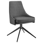 Signa Swivel Side Chair in Charcoal Fabric with Black Steel Base 