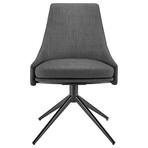 Signa Swivel Side Chair in Charcoal Fabric with Black Steel Base 