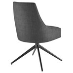 Signa Swivel Side Chair in Charcoal Fabric with Black Steel Base 