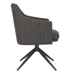 Signa Swivel Armchair in Charcoal Fabric with Black Steel Base