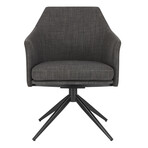 Signa Swivel Armchair in Charcoal Fabric with Black Steel Base