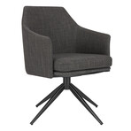 Signa Swivel Armchair in Charcoal Fabric with Black Steel Base