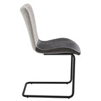 Juni Side Chair in Light Gray Fabric and Dark Gray Leatherette with Matte Black Base // Set of 2