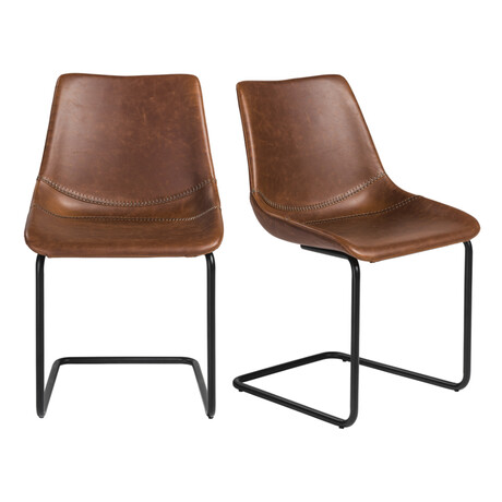 Flynn Side Chair in Vintage Brown with Black Powder Coated Legs // Set of 2