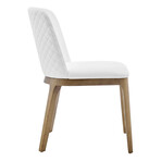 Tilde Side Chair in White Leatherette with Walnut Legs // Set of 2