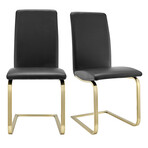 Cinzia Dining Chair in Black with Matte Brushed Gold Legs // Set of 2