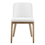 Tilde Side Chair in White Leatherette with Walnut Legs // Set of 2