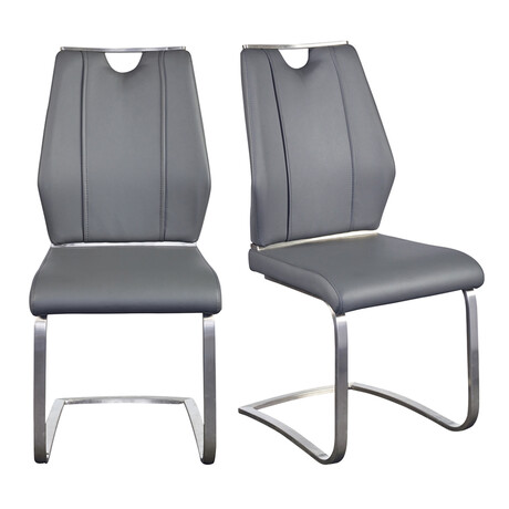 Lexington Side Chair in Gray and Brushed Stainless Steel // Set of 2