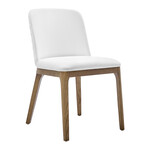 Tilde Side Chair in White Leatherette with Walnut Legs // Set of 2