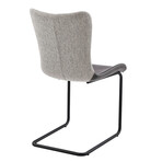 Juni Side Chair in Light Gray Fabric and Dark Gray Leatherette with Matte Black Base // Set of 2