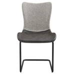 Juni Side Chair in Light Gray Fabric and Dark Gray Leatherette with Matte Black Base // Set of 2