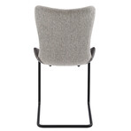 Juni Side Chair in Light Gray Fabric and Dark Gray Leatherette with Matte Black Base // Set of 2