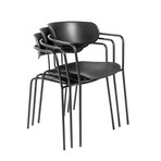 Paris Stacking Armchair in Black with Black Legs // Set of 4