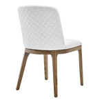 Tilde Side Chair in White Leatherette with Walnut Legs // Set of 2