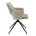 Darcie Swivel Armchair in Light Taupe Fabric, Light Gray Leatherette and Black Base