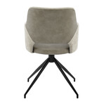 Darcie Swivel Armchair in Light Taupe Fabric, Light Gray Leatherette and Black Base