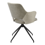 Darcie Swivel Armchair in Light Taupe Fabric, Light Gray Leatherette and Black Base