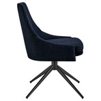 Signa Swivel Side Chair in Blue Fabric with Black Steel Base 